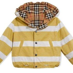 Burberry yellow and white reversible rain jacket
